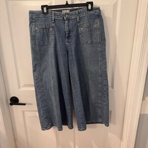 FDJ French Dressing Jeans Gray Crop Capri 10 Women Pull On Pants Stretch Mid Y2K